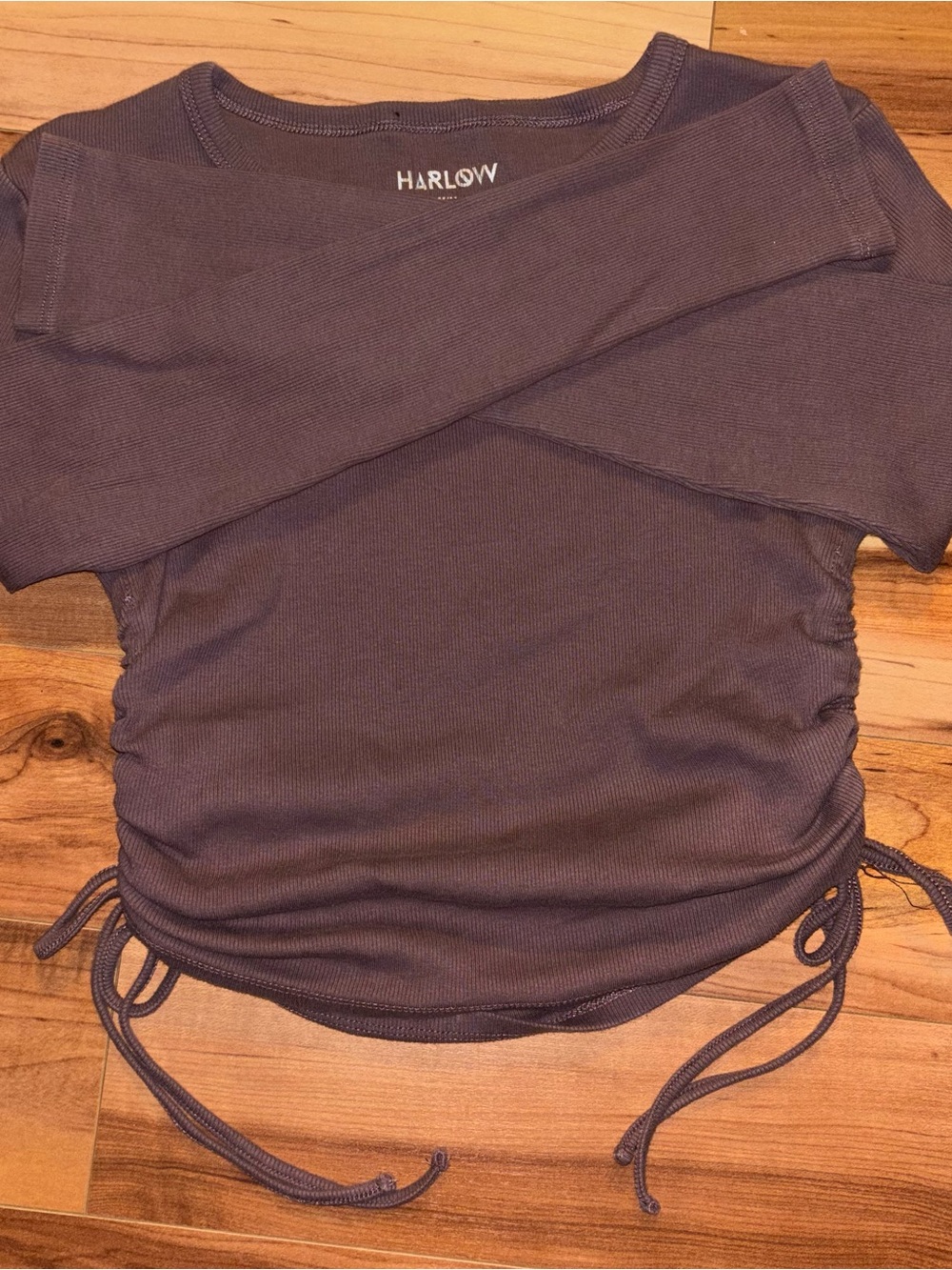 Harlow Women’s Ruched Long Sleeved Top in Plum